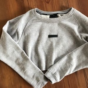 ALPHALETE -  Grey Cropped Crew Neck Sweater